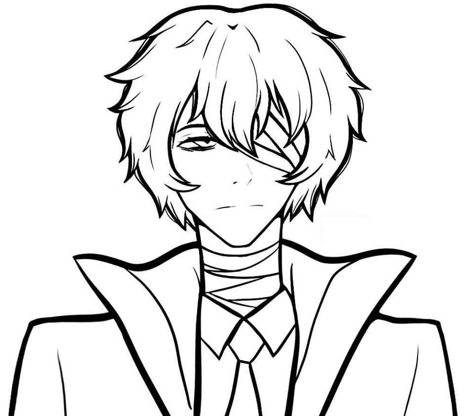 Coloriage Visage d'Osamu Dazai