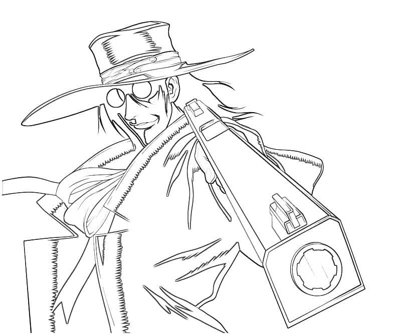 Coloriage Alucard avec son arme