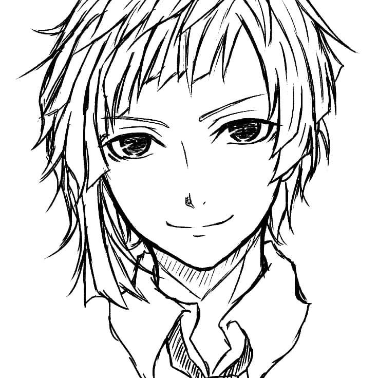 Coloriage Atsushi Nakajima souriant