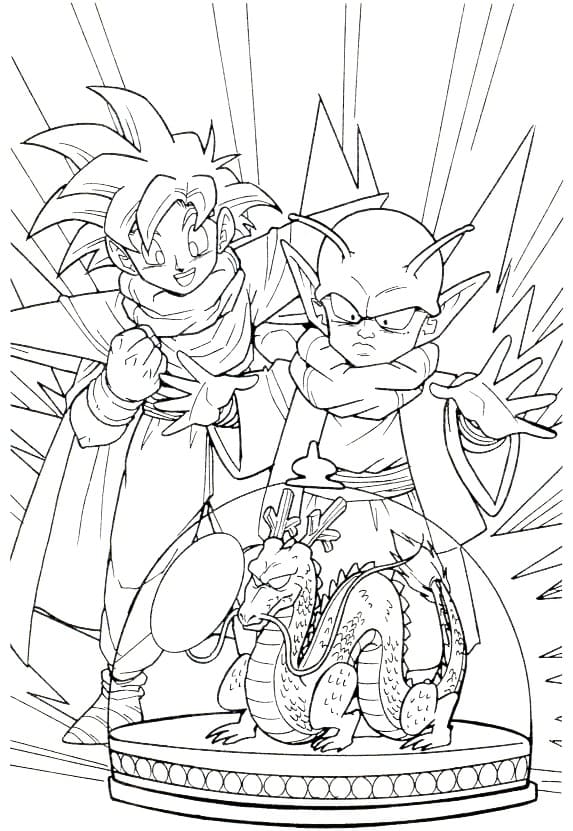 Coloriage Dendé et Goku