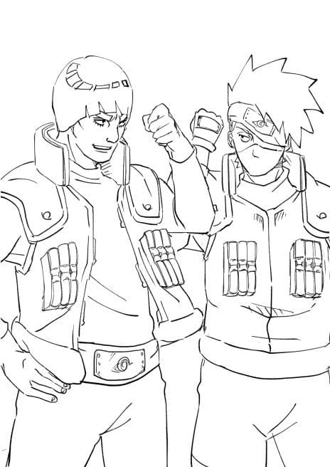 Coloriage Gaï Maito et Kakashi