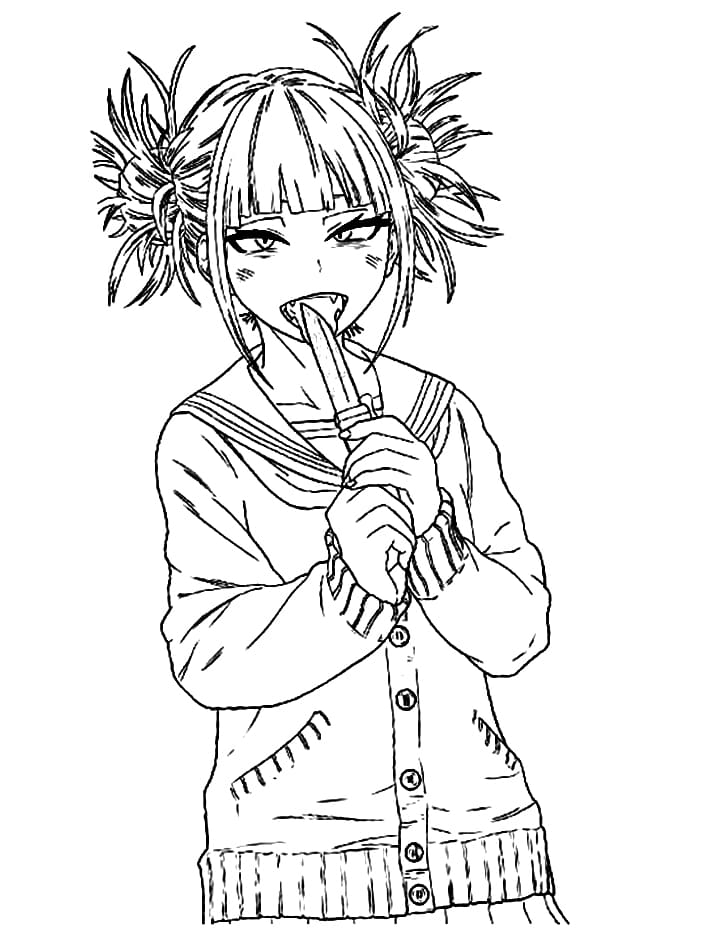 Coloriage Himiko Toga avec couteau