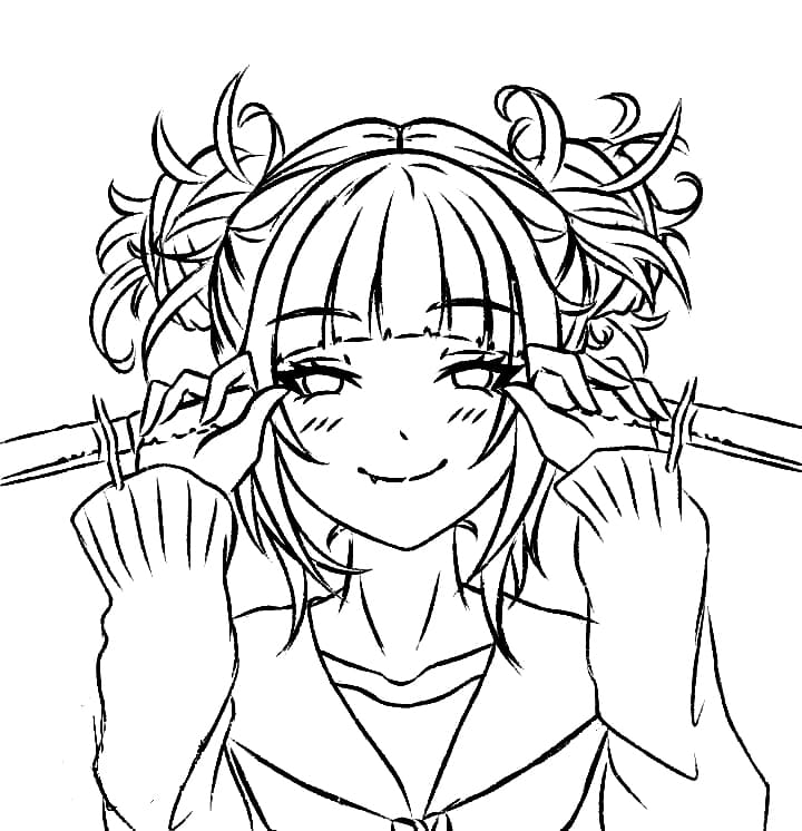 Coloriage Himiko Toga avec des couteaux