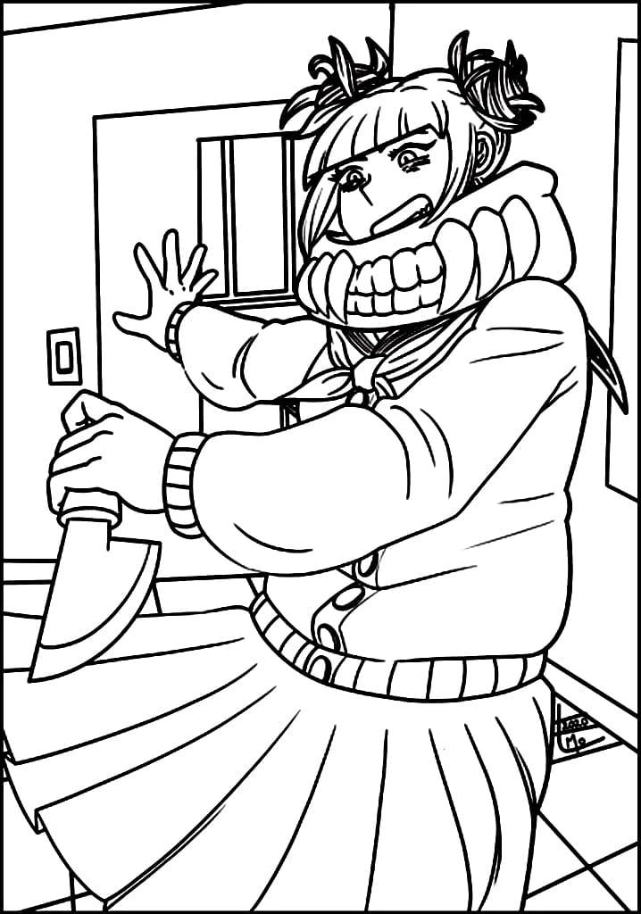 Coloriage Himiko Toga heureuse