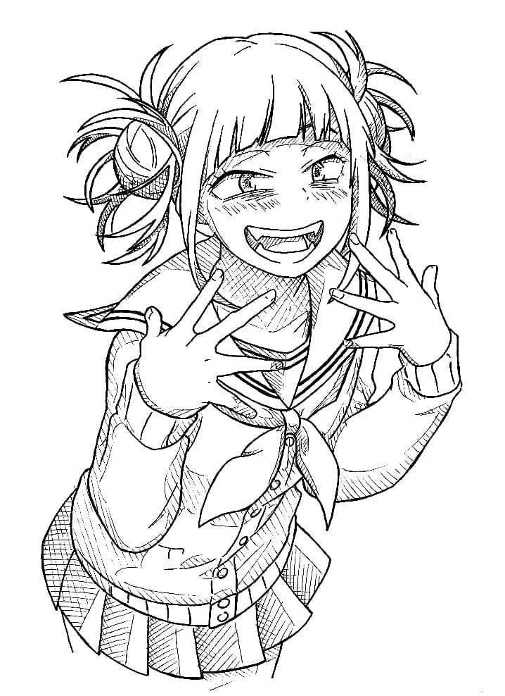 Coloriage Himiko Toga sourit