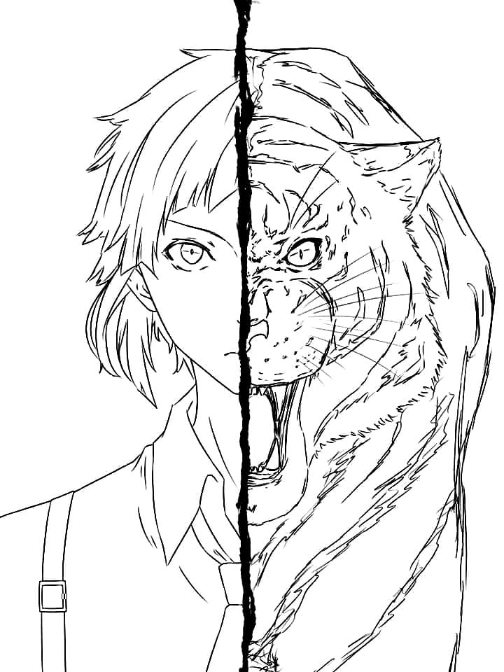 Coloriage Le tigre d'Atsushi Nakajima