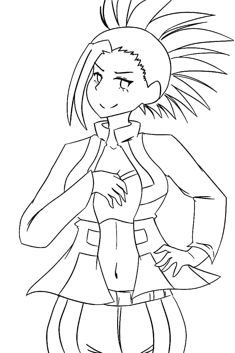 Coloriage Momo Yaoyorozu sourit