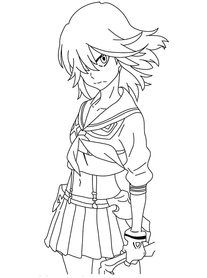 Coloriage Ryūko Matoi est en colère