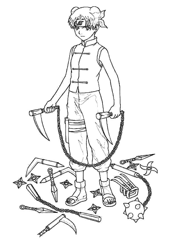 Coloriage Tenten Avec Des Armes