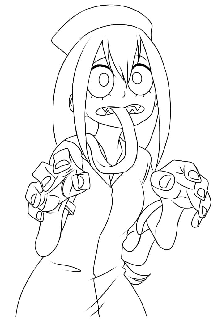 Coloriage Tsuyu Asui à Halloween