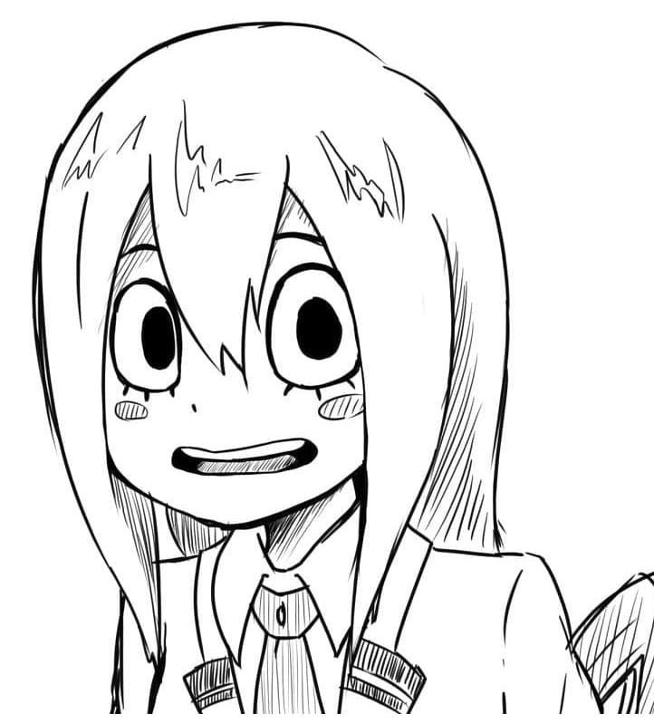 Coloriage Tsuyu Asui joli visage