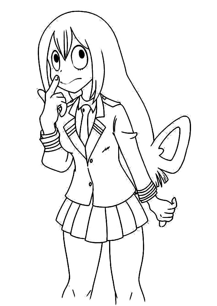 Coloriage Tsuyu Asui Mignonne