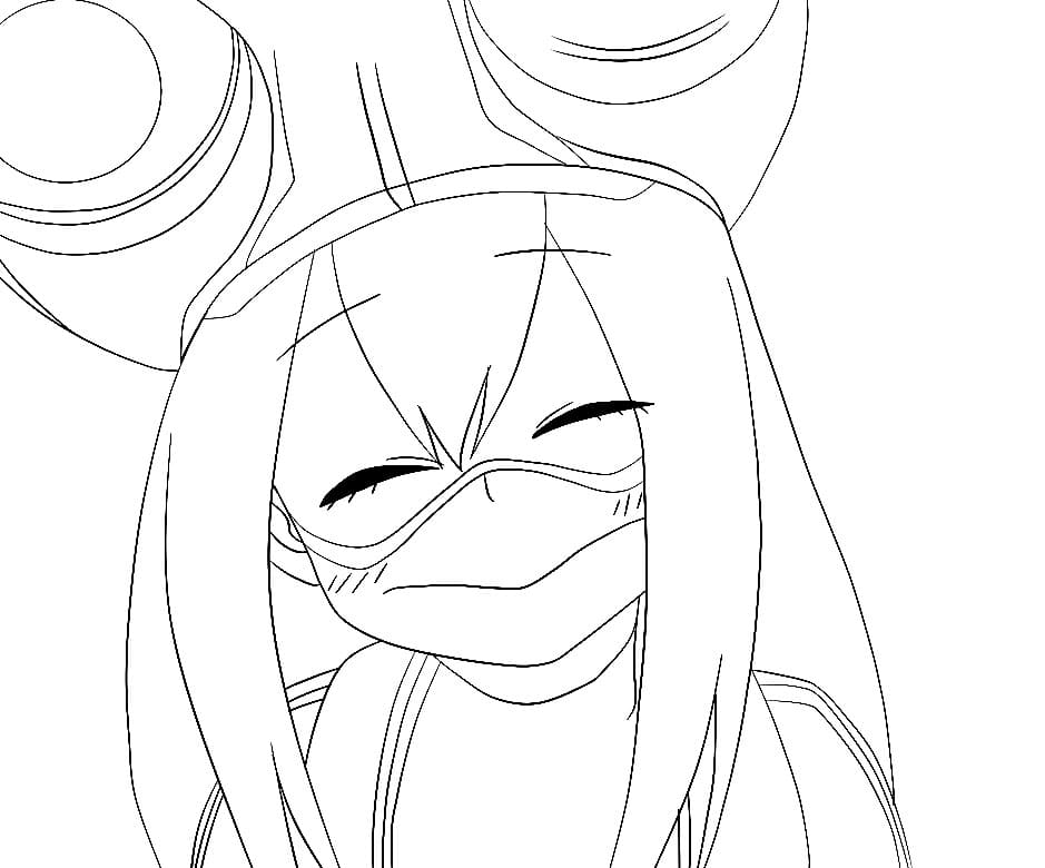 Coloriage Tsuyu Asui souriante