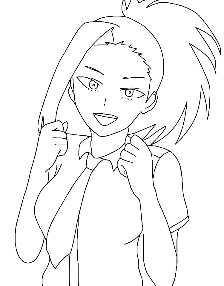 Coloriage Yaoyorozu est heureux