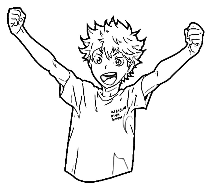 Coloriage Hinata Shouyou Heureux