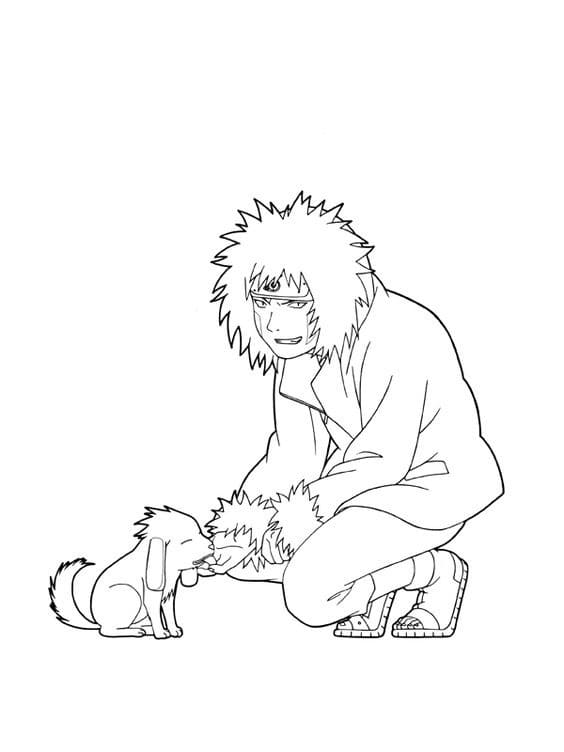 Coloriage Inuzuka Kiba et Akamaru