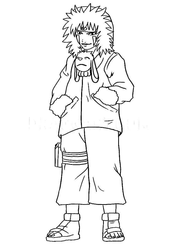 Coloriage Kiba avec Akamaru