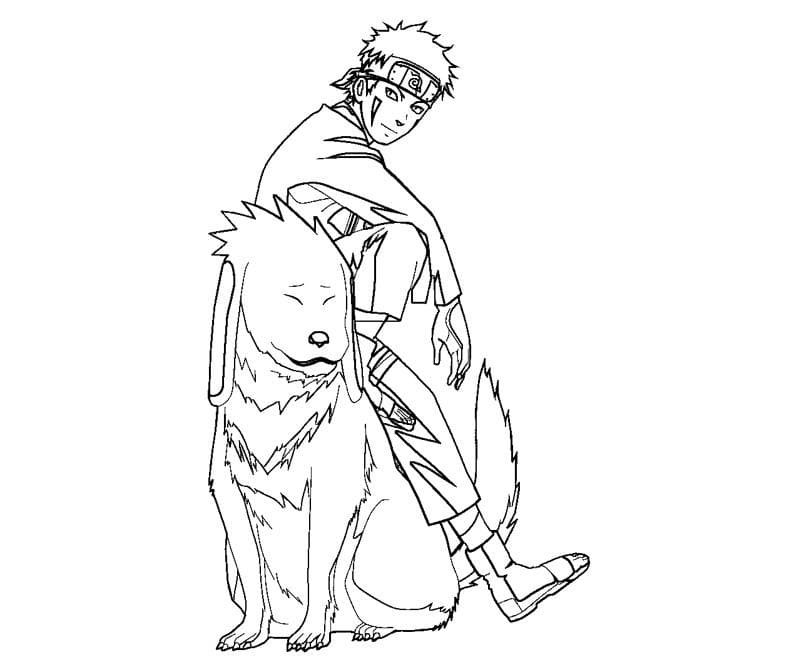 Coloriage Kiba et Akamaru