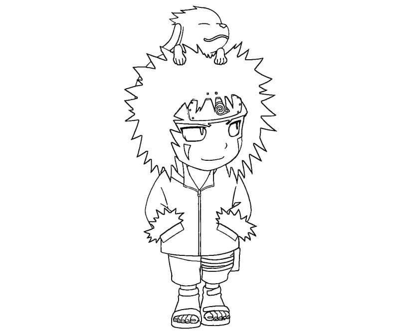 Coloriage Kiba et Akamaru mignons