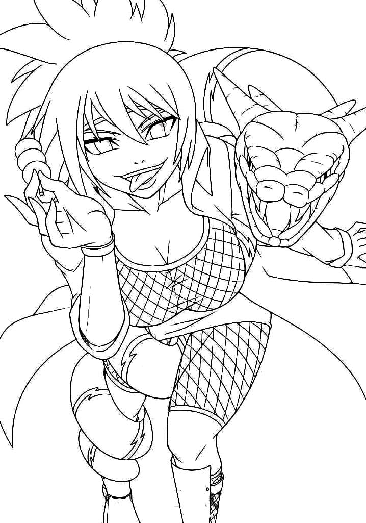 Coloriage Anko Mitarashi et le serpent