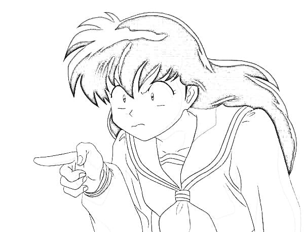 Coloriage Drôle de Kagome Higurashi