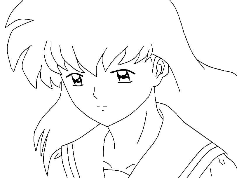 Coloriage Kagome Higurashi est triste