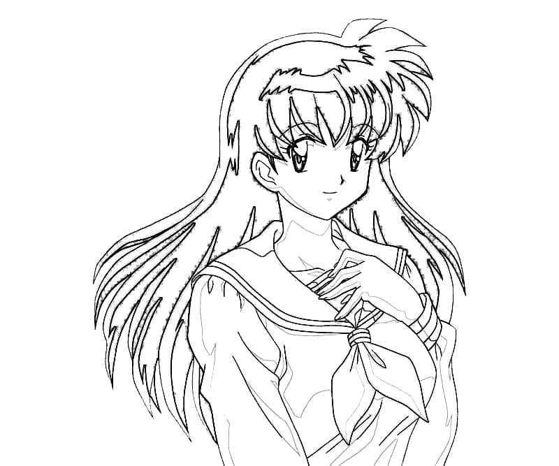 Coloriage Kagome Higurashi souriant