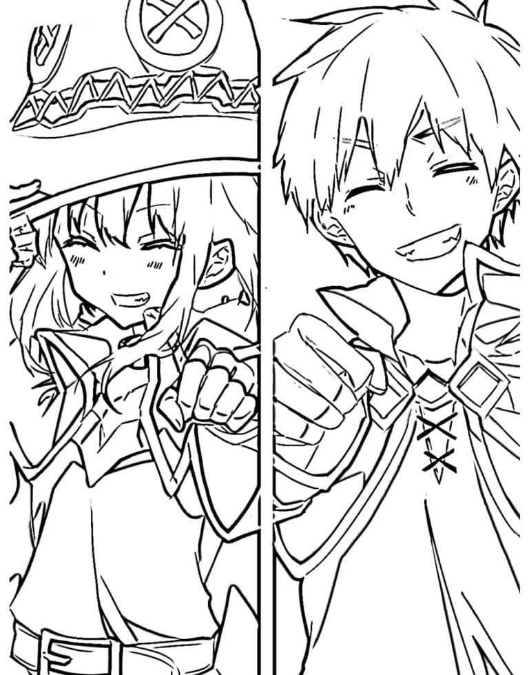 Coloriage Kazuma Seto et Megumin