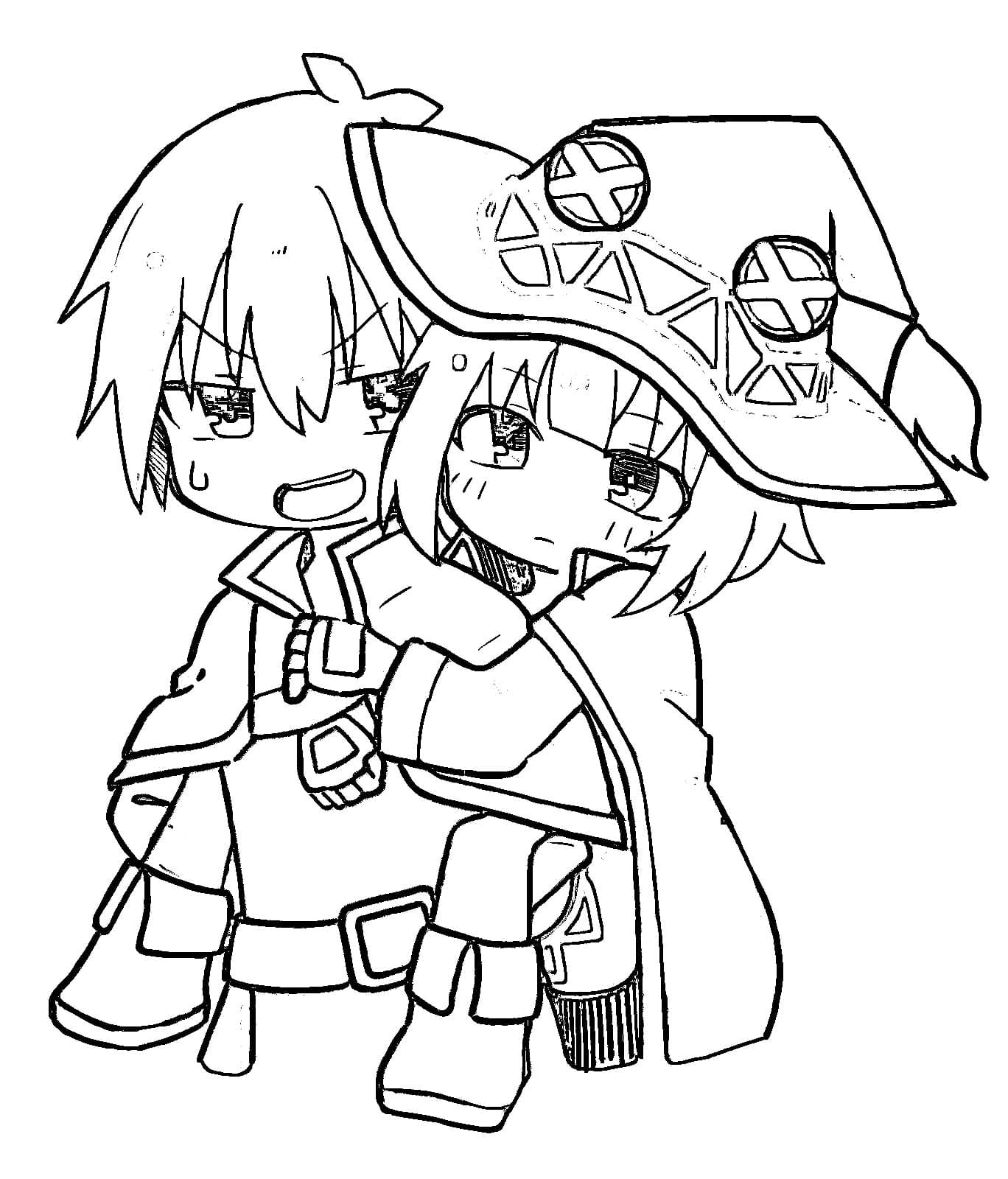 Coloriage Megumin et Kazuma libres