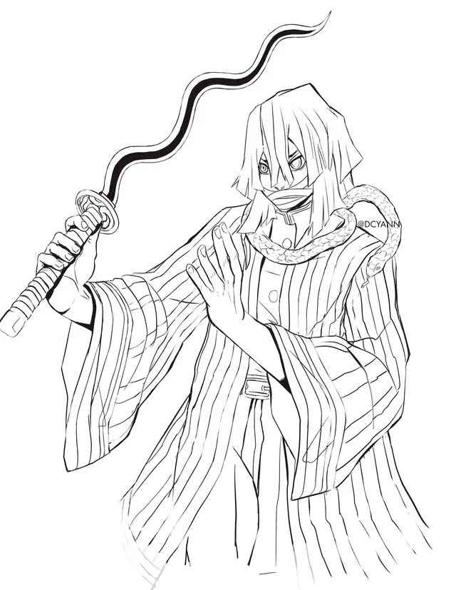 Coloriage Serpent Hashira Iguro Obanai