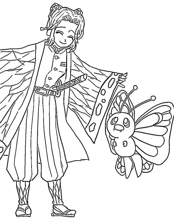 Coloriage Shinobu Et Papillon