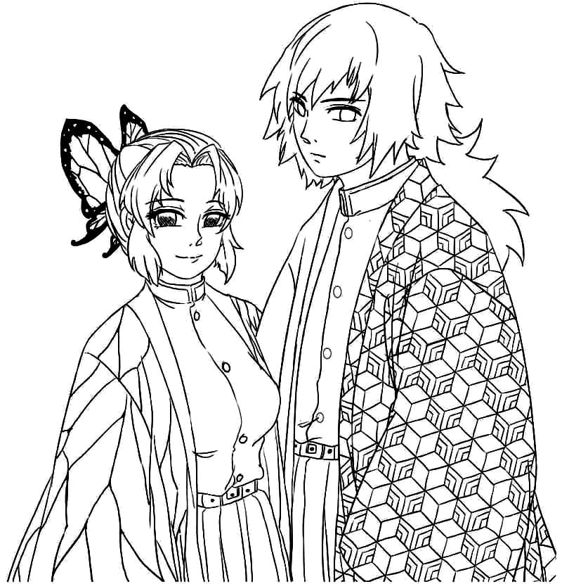 Coloriage Shinobu Et Tomioka