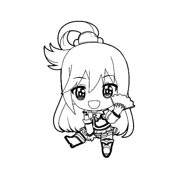 Coloriage Aqua KonoSuba Chibi