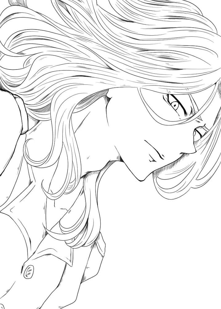 Coloriage Baji Keisuke aux cheveux longs