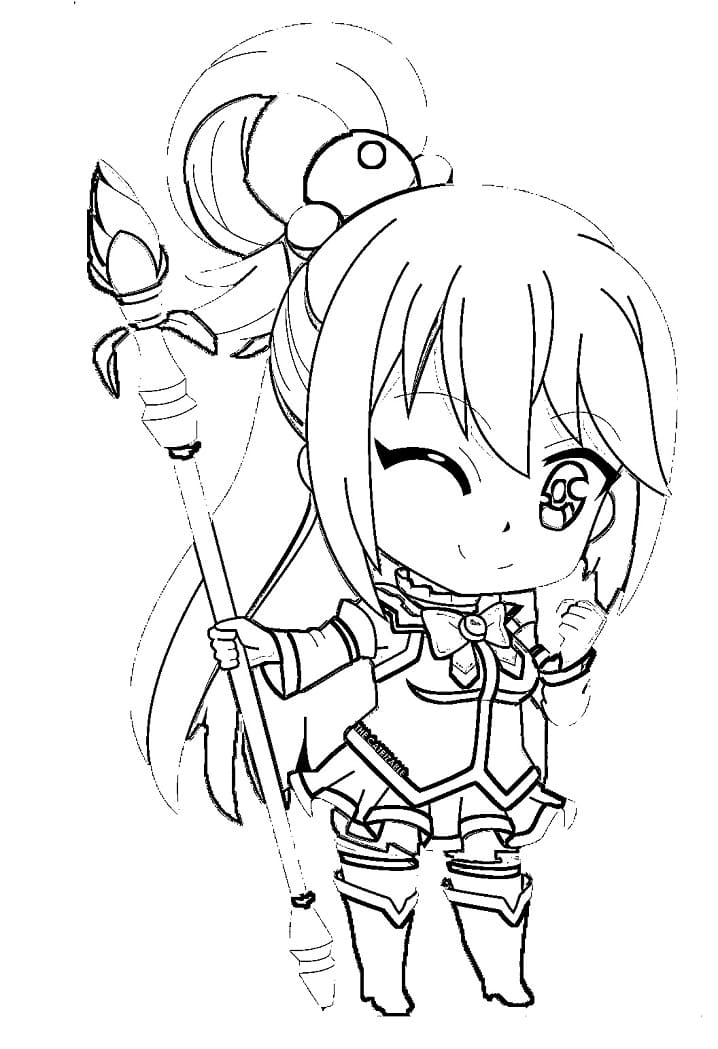 Coloriage Chibi Aqua Konosuba