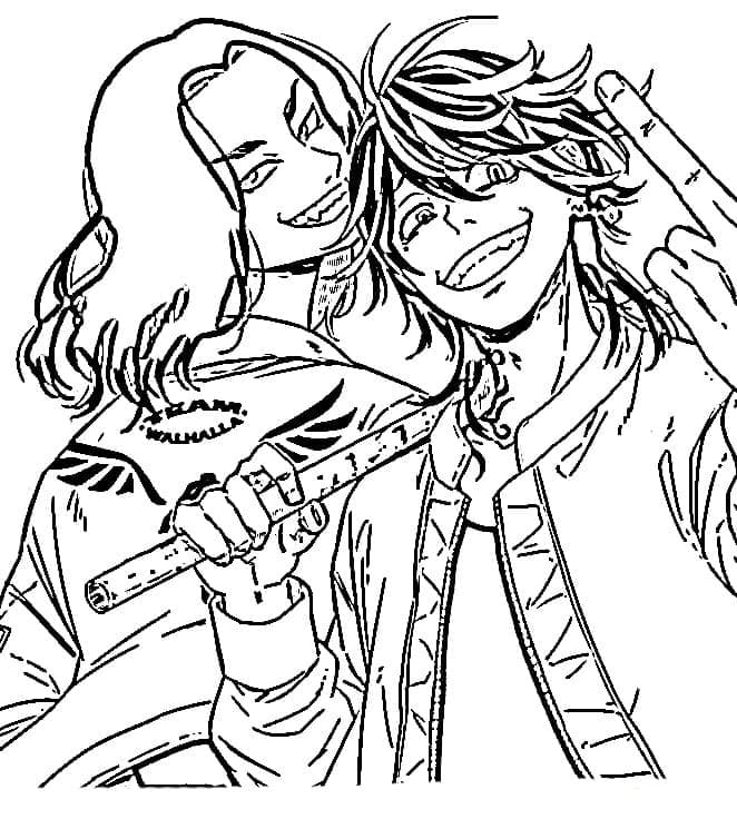 Coloriage Keisuke Baji et Kazutora Hanemiya