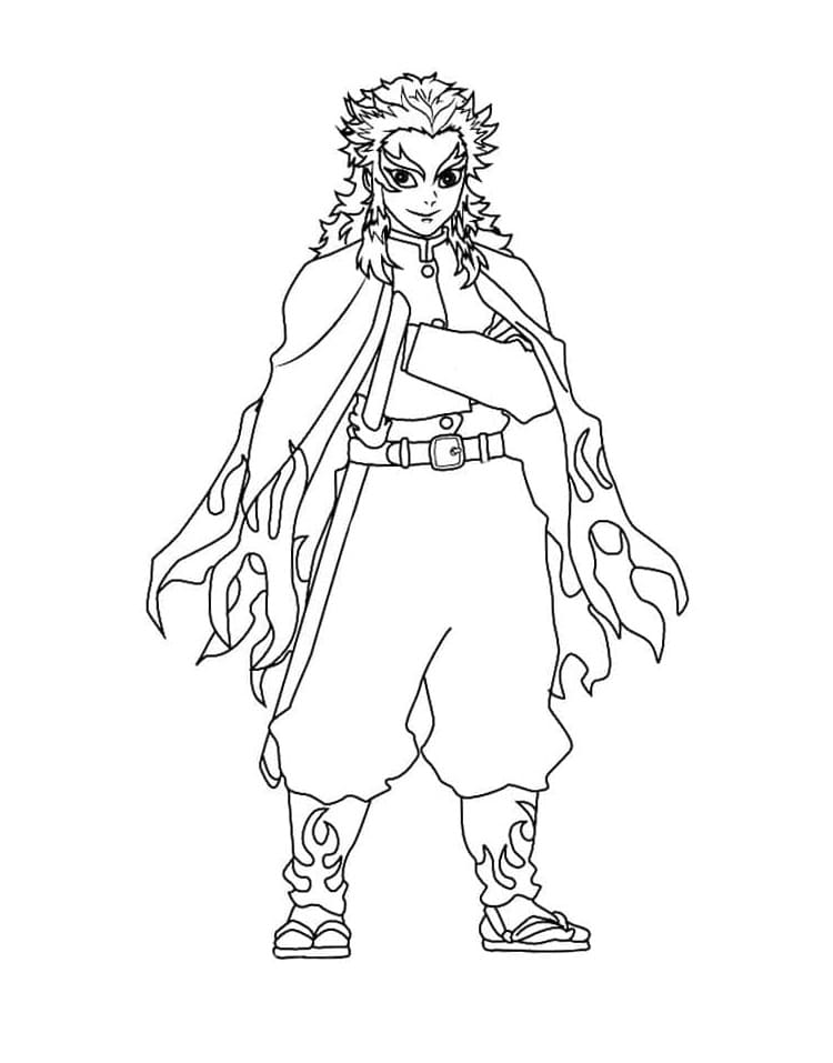 Coloriage Kyojuro Rengoku Debout