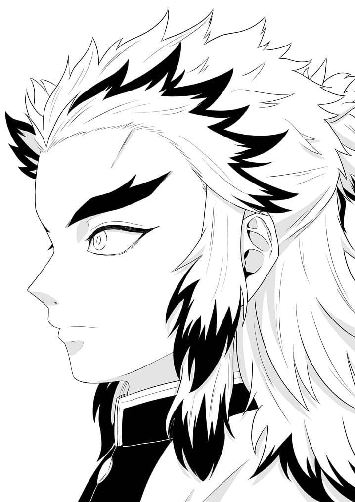 Coloriage Kyojuro Rengoku Tête