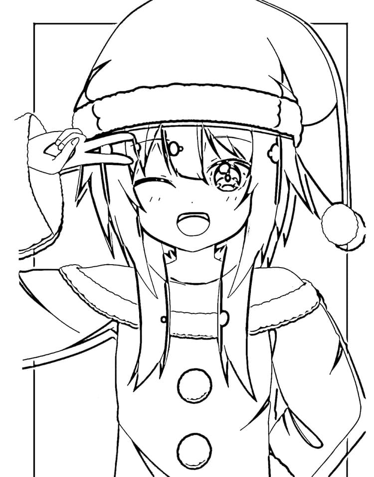 Coloriage Megumin à Noël