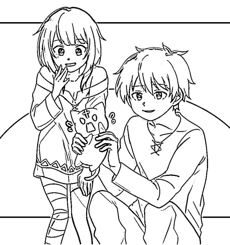 Coloriage Megumin avec Kazuma