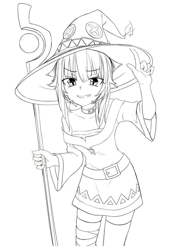 Coloriage Megumin sourit