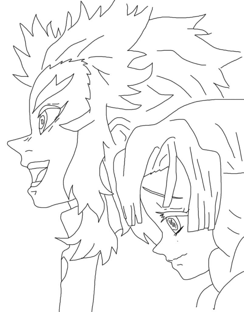 Coloriage Mitsuri Kanroji Et Kyojuro Rengoku