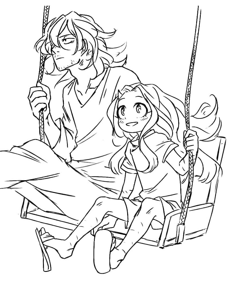 Coloriage Shota Aizawa Et Eri Joue Aux Balançoires