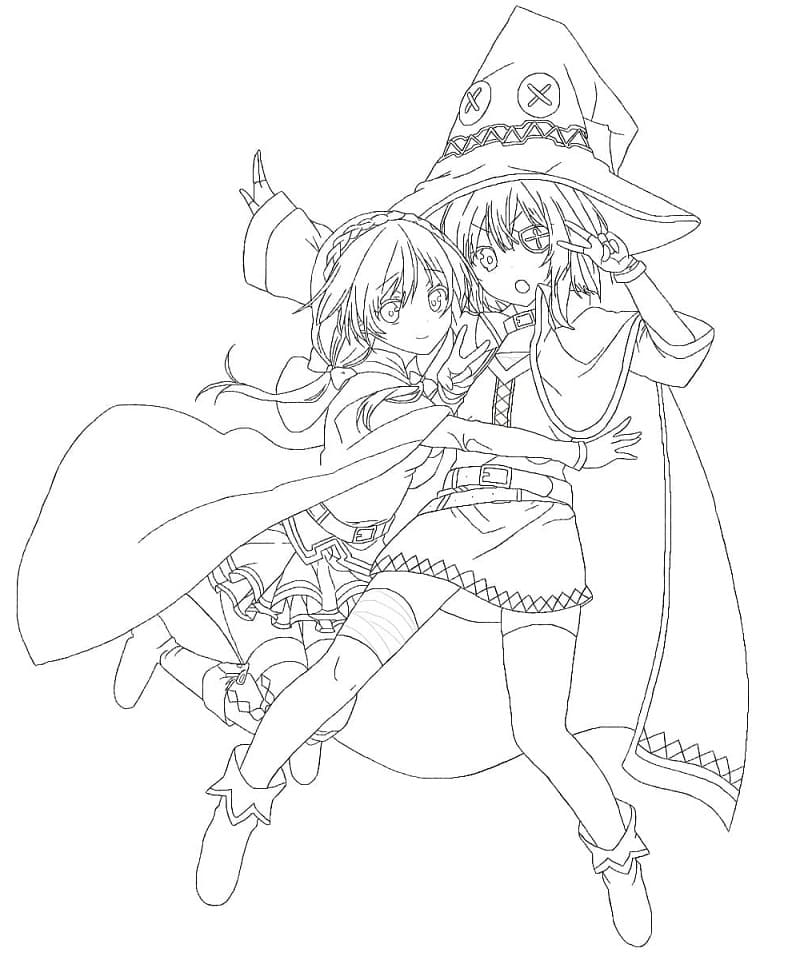 Coloriage Yunyun et Megumin