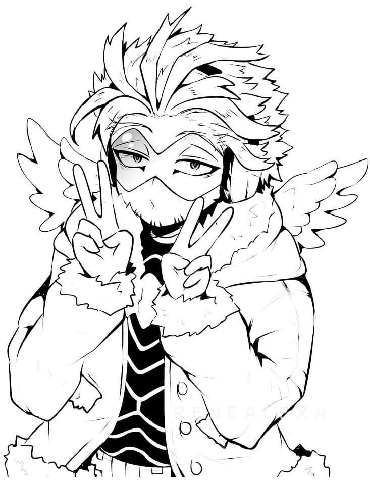 Coloriage Hawks mignon My Hero Academia