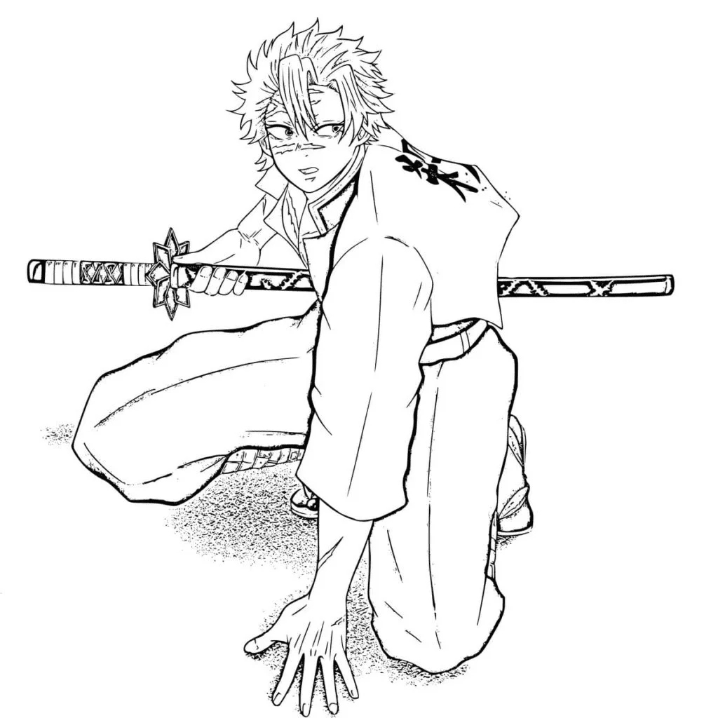 Coloriage Le katana de Sanemi Shinazugawa