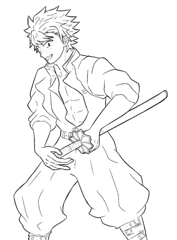 Coloriage Sanemi Shinazugawa avec épée