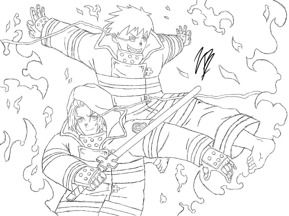 Coloriage Shinra et Arthur