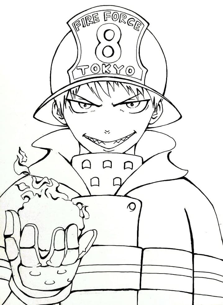 Coloriage Shinra Kusakabe est Cool