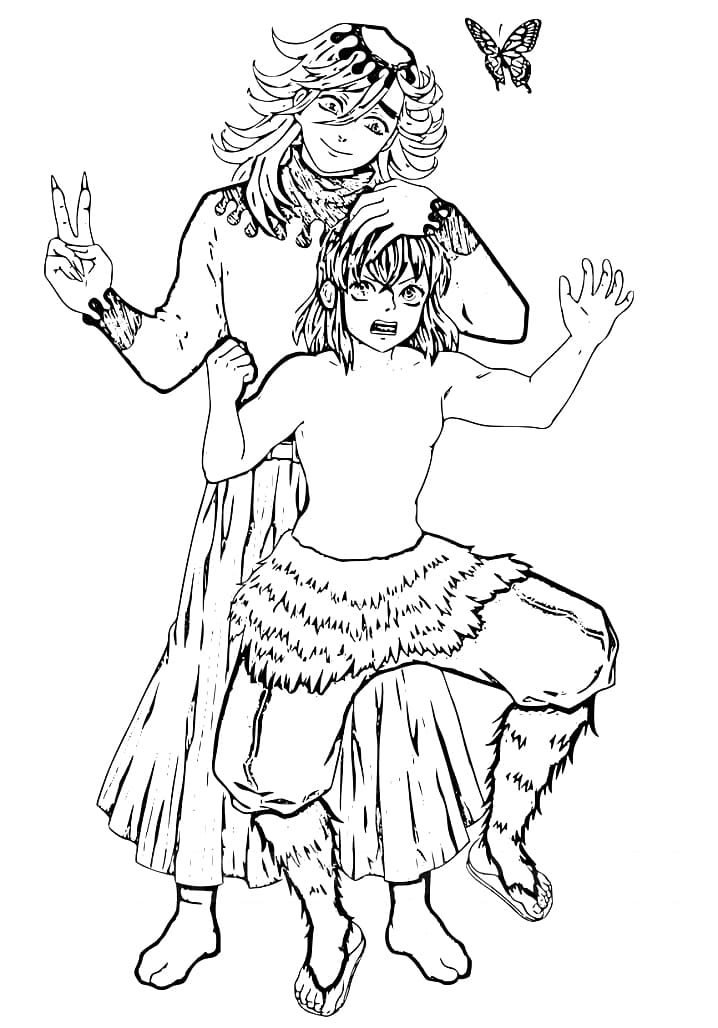 Coloriage Doma et Inosuke